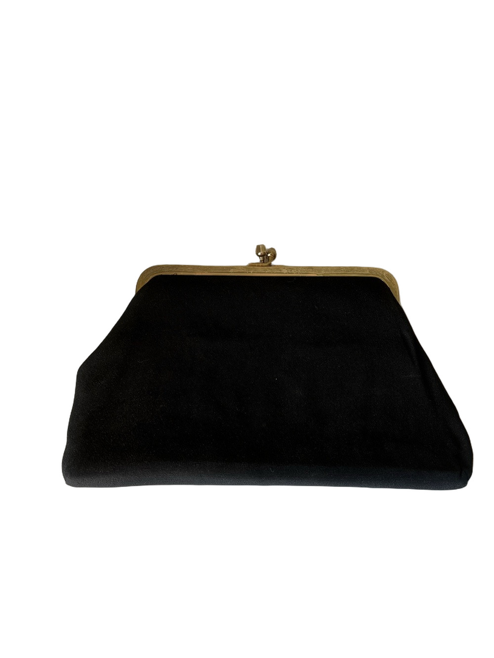 Classic Black Satin Kiss-Lock Clutch